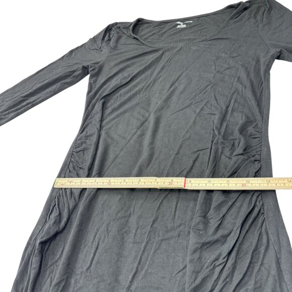 Black Long-Sleeve Midi Dress M Stretchy Viscose Blend - Picture 10 of 13